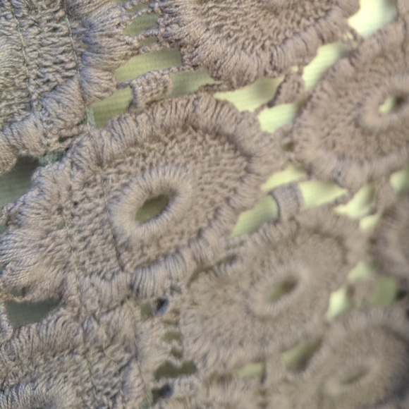 Mocha faux suede cropped jacket with crochet back - Picture 4 of 5